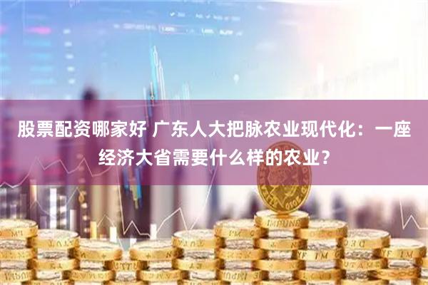 股票配资哪家好 广东人大把脉农业现代化：一座经济大省需要什么样的农业？